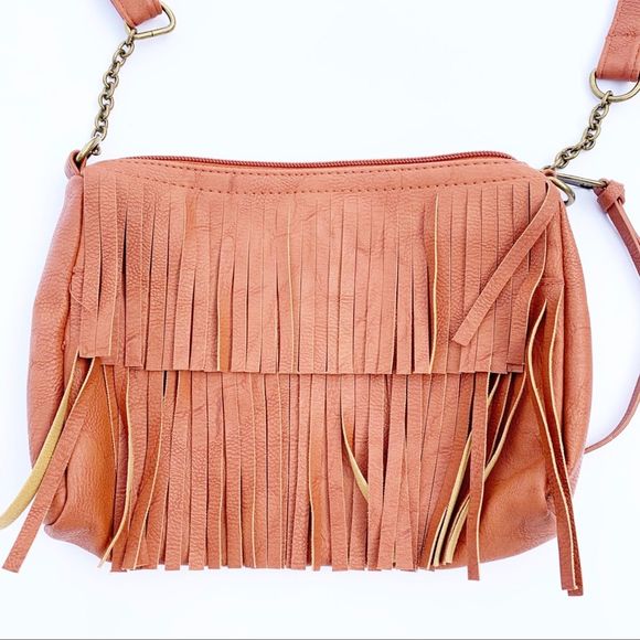 Boho Brown Faux Leather Fringe Crossbody Purse - Picture 3 of 8
